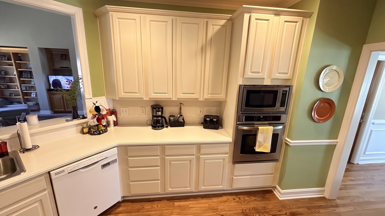 AI color preview — a real client kitchen visualized in Greek Villa