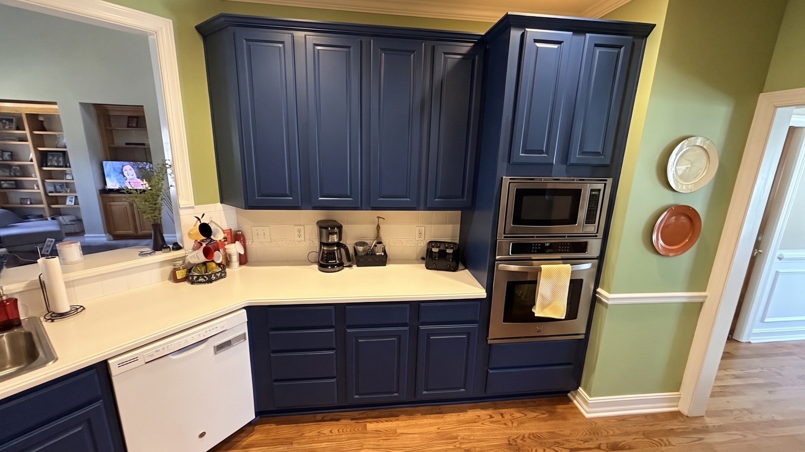 AI color preview — a real client kitchen visualized in Naval